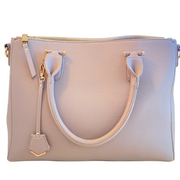 Madison West Pink Satchel Bag Large 13x10 PU Leather Removable Strap Minimalist - Picture 16 of 16